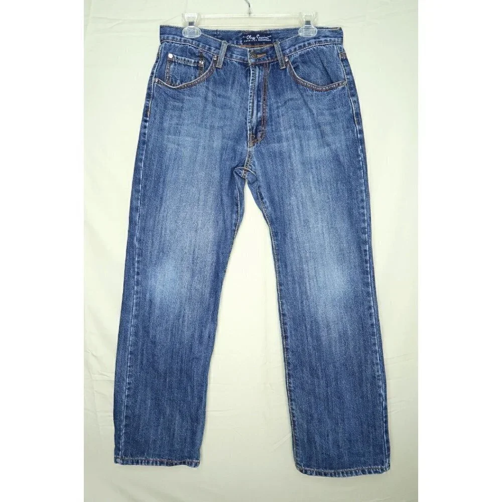 Oleg Cassini American Dungarees Straight Blue Jeans Dark Wash Mens Size 34x29.5